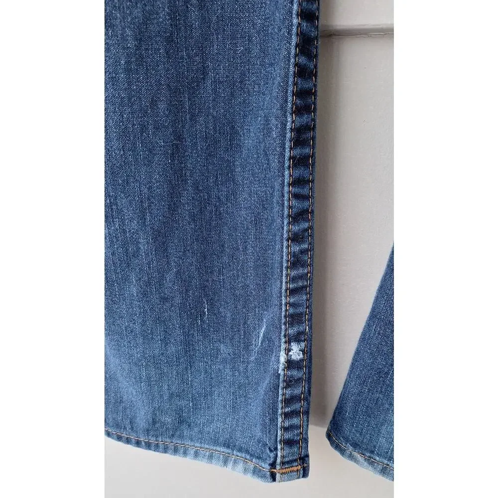 True Religion World Tour Men's Straight Flap Blue Jeans 100% Cotton Size 38x33